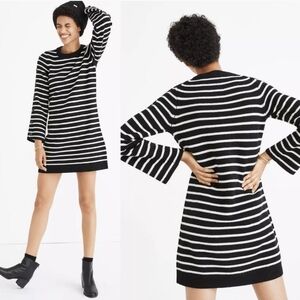 Madewell | Striped Wool Button Sweater Dress